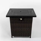 Rattan Fire Table, Square Wicker Fire Table, Adjustable Flame Outdoor Woven Rattan Fire Pit For Backyard, Garden