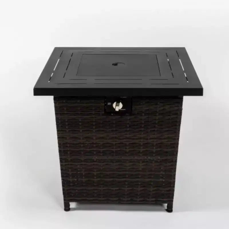 Rattan Fire Table, Square Wicker Fire Table, Adjustable Flame Outdoor Woven Rattan Fire Pit For Backyard, Garden