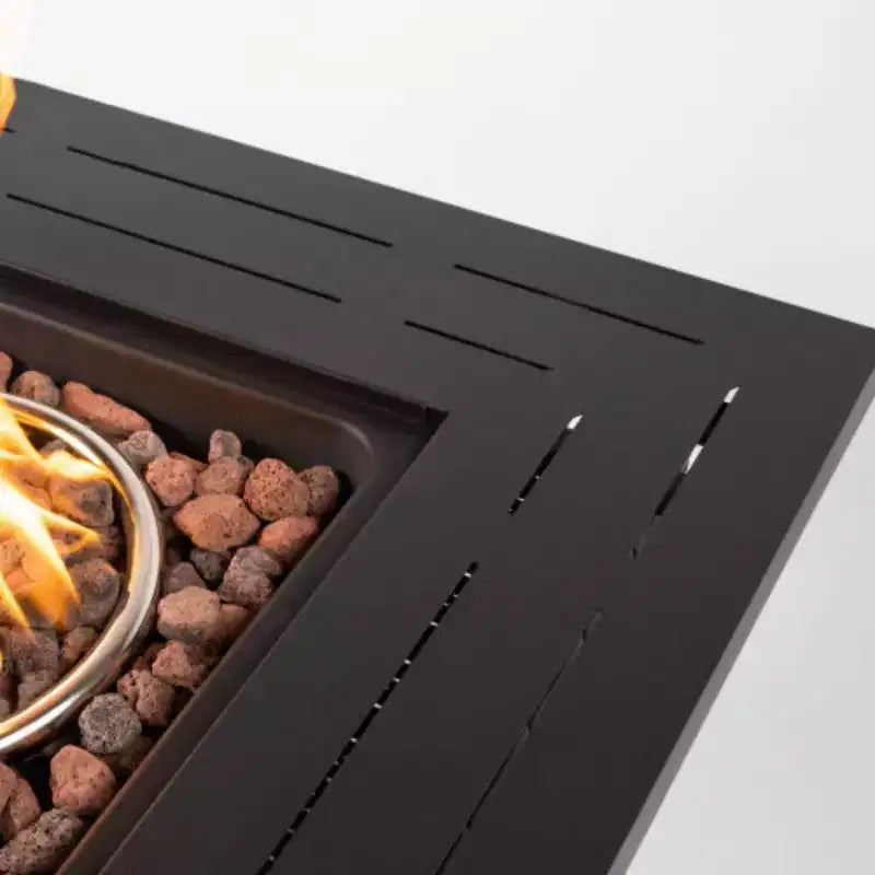Rattan Fire Table, Square Wicker Fire Table, Adjustable Flame Outdoor Woven Rattan Fire Pit For Backyard, Garden