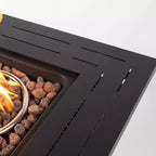 Rattan Fire Table, Square Wicker Fire Table, Adjustable Flame Outdoor Woven Rattan Fire Pit For Backyard, Garden