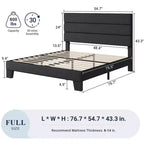 Allewie Platform Bed Frame with Fabric Upholstered Headboard and Wooden Slats Support, Fully Upholstered Mattress Foundation/No Box Spring Needed