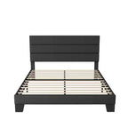 Allewie Platform Bed Frame with Fabric Upholstered Headboard and Wooden Slats Support, Fully Upholstered Mattress Foundation/No Box Spring Needed