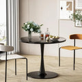 Tavolo da cucina o da pranzo rotondo Grondin Mid-Century Modern con piano in MDF di alta qualità e base a piedistallo in acciaio per sala da pranzo