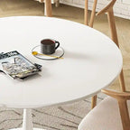 Tavolo da cucina o da pranzo rotondo Grondin Mid-Century Modern con piano in MDF di alta qualità e base a piedistallo in acciaio per sala da pranzo