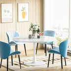 Tavolo da cucina o da pranzo rotondo Grondin Mid-Century Modern con piano in MDF di alta qualità e base a piedistallo in acciaio per sala da pranzo