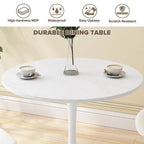 Tavolo da cucina o da pranzo rotondo Grondin Mid-Century Modern con piano in MDF di alta qualità e base a piedistallo in acciaio per sala da pranzo