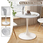 Tavolo da cucina o da pranzo rotondo Grondin Mid-Century Modern con piano in MDF di alta qualità e base a piedistallo in acciaio per sala da pranzo