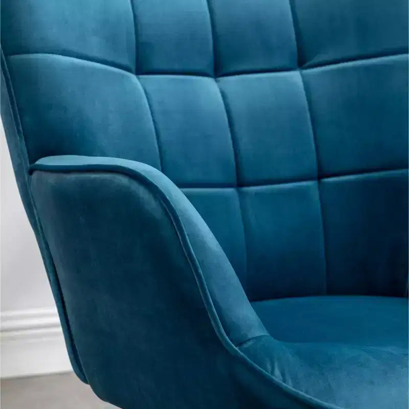 Roundhill Furniture Leiria Contemporary Silky Velvet Tufted Accent Chair with Ottoman, Blue