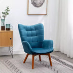 Roundhill Furniture Leiria Contemporary Silky Velvet Tufted Accent Chair with Ottoman, Blue