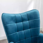 Roundhill Furniture Leiria Contemporary Silky Velvet Tufted Accent Chair with Ottoman, Blue