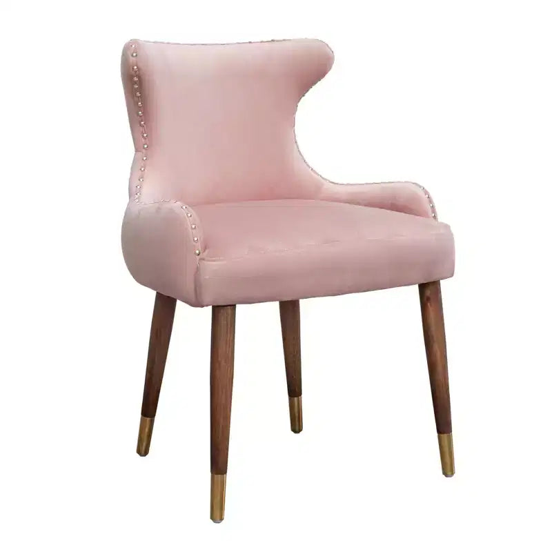 Roundhill Furniture Lindale Contemporary Velvet Upholstered Nailhead Trim Accent Chair, Pink