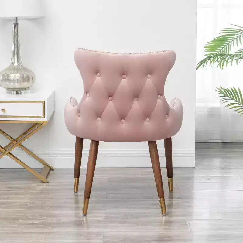 Roundhill Furniture Lindale Contemporary Velvet Upholstered Nailhead Trim Accent Chair, Pink