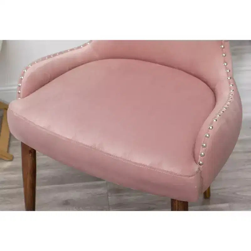 Roundhill Furniture Lindale Contemporary Velvet Upholstered Nailhead Trim Accent Chair, Pink