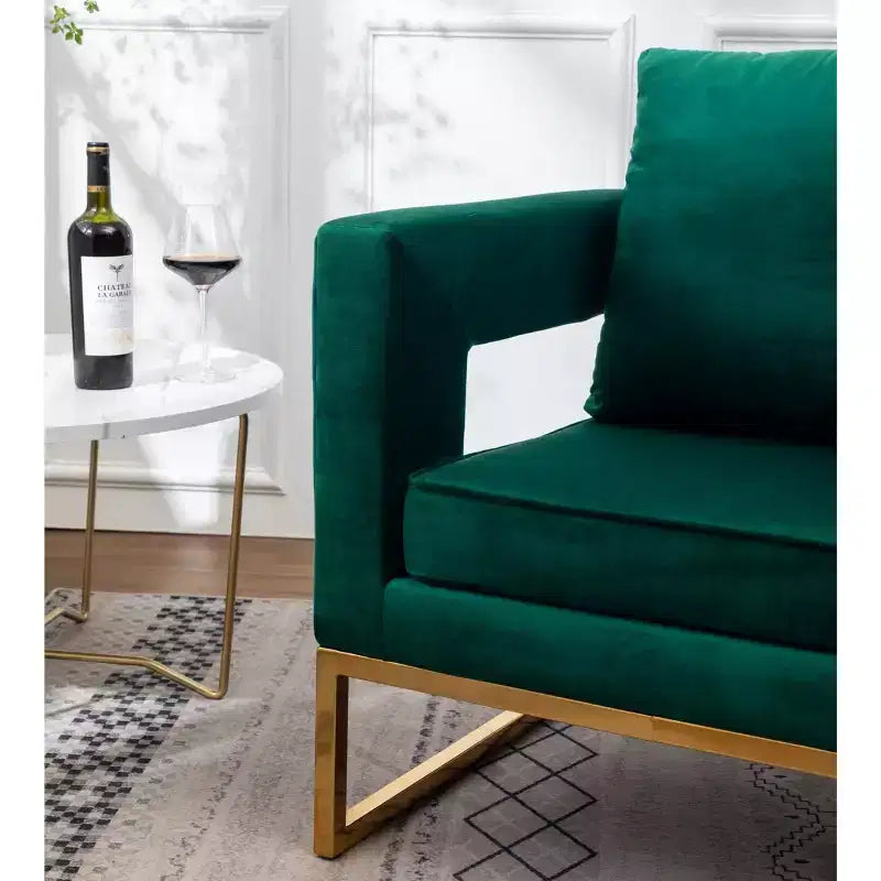 Roundhill Furniture Lenola Contemporary Upholstered Accent Arm Chair, Green