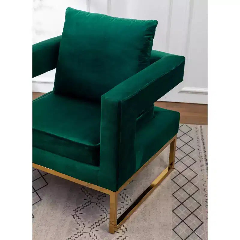 Roundhill Furniture Lenola Contemporary Upholstered Accent Arm Chair, Green