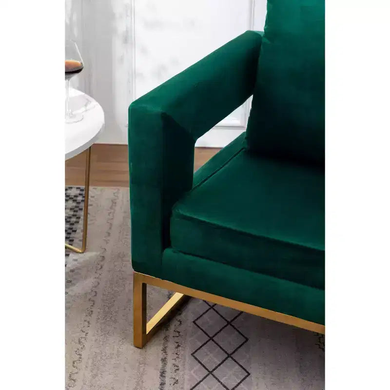 Roundhill Furniture Lenola Contemporary Upholstered Accent Arm Chair, Green