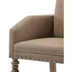 Roundhill Furniture Birmingham Script Printed Driftwood Finish Dining Arm Chair with Nail head, Set of 2