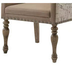 Roundhill Furniture Birmingham Script Printed Driftwood Finish Dining Arm Chair with Nail head, Set of 2