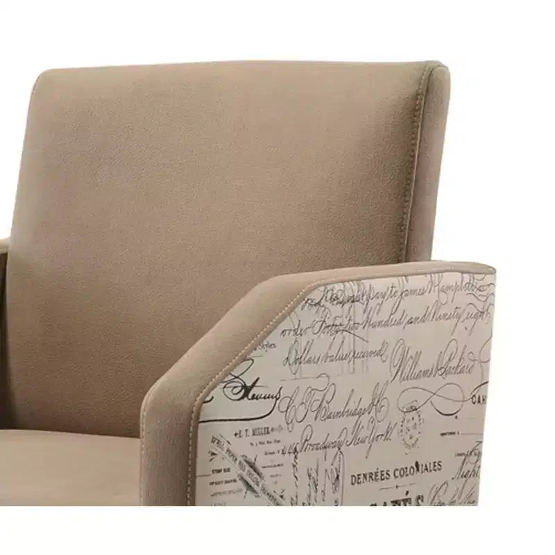Roundhill Furniture Birmingham Script Printed Driftwood Finish Dining Arm Chair with Nail head, Set of 2
