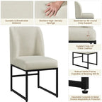 Set di 2 sedie da pranzo imbottite con struttura a U in ferro, tessuto in terilene, 135 kg, beige