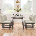 Set di 2 sedie da pranzo imbottite con struttura a U in ferro, tessuto in terilene, 135 kg, beige