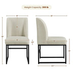 Set di 2 sedie da pranzo imbottite con struttura a U in ferro, tessuto in terilene, 135 kg, beige