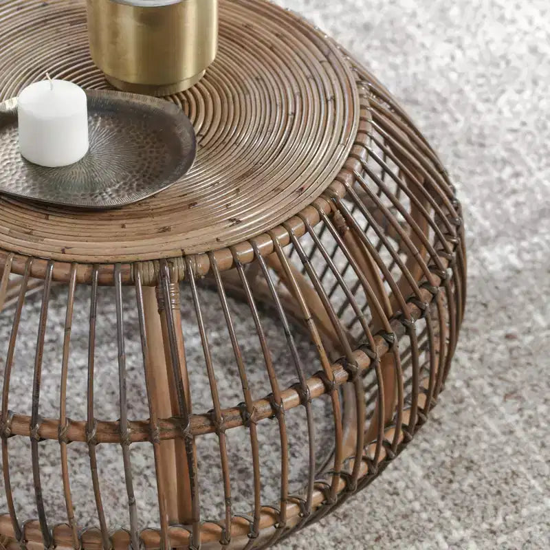 Christopher Knight Home Classic Dag Rustic Rattan Round Coffee Table, Natural