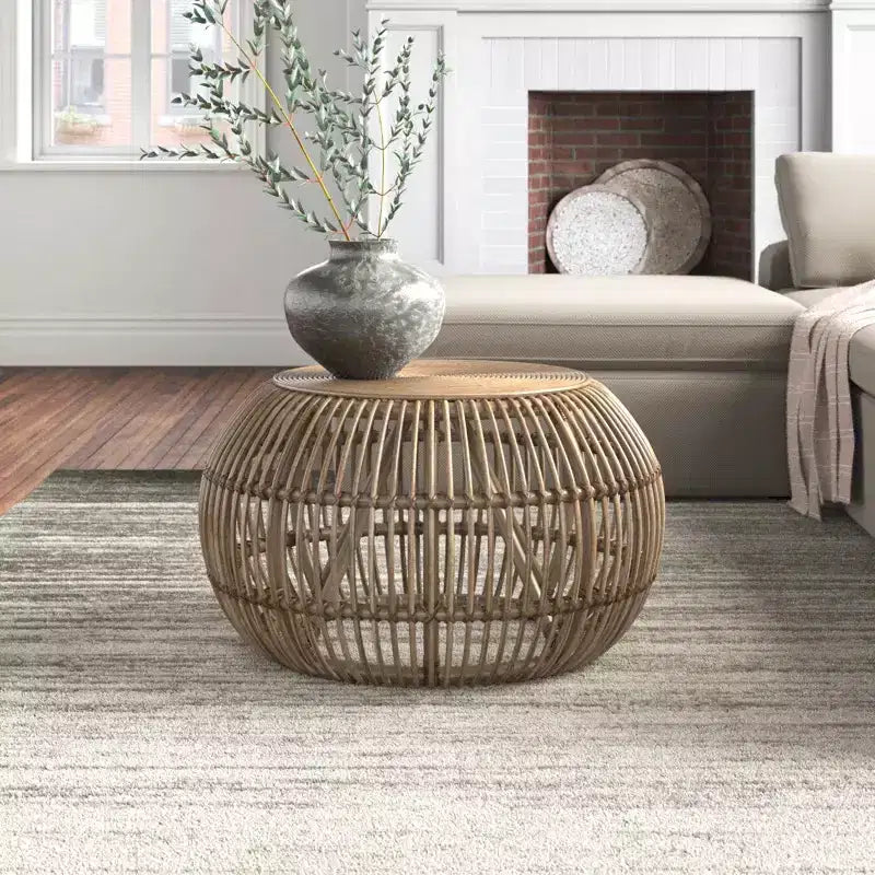 Christopher Knight Home Classic Dag Rustic Rattan Round Coffee Table, Natural