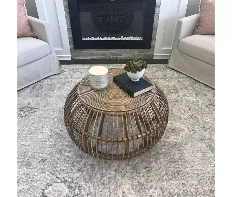 Christopher Knight Home Classic Dag Rustic Rattan Round Coffee Table, Natural