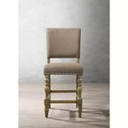 Roundhill Furniture Birmingham Script Printed Driftwood Finish Counter Height Dining Chair with Nail head, Set of 2