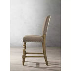 Roundhill Furniture Birmingham Script Printed Driftwood Finish Counter Height Dining Chair with Nail head, Set of 2