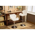 Roundhill Furniture Glasgow Contemporary Tufted Adjustable Height Hidraulic Bar Stools, White, Set of 2