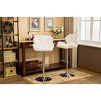 Roundhill Furniture Glasgow Contemporary Tufted Adjustable Height Hidraulic Bar Stools, White, Set of 2