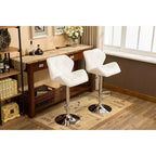 Roundhill Furniture Glasgow Contemporary Tufted Adjustable Height Hidraulic Bar Stools, White, Set of 2