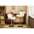 Roundhill Furniture Glasgow Contemporary Tufted Adjustable Height Hidraulic Bar Stools, White, Set of 2