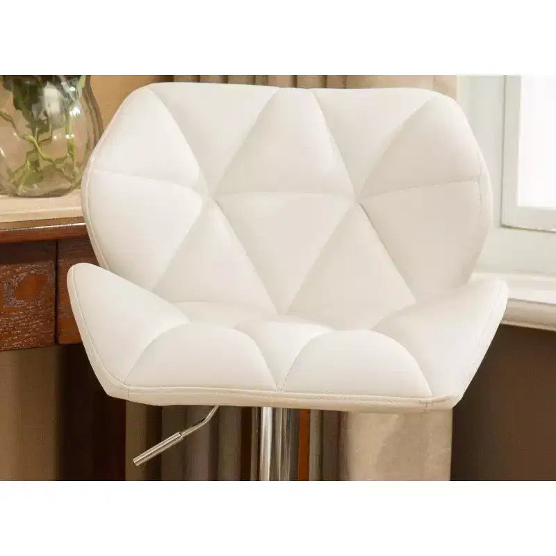 Roundhill Furniture Glasgow Contemporary Tufted Adjustable Height Hidraulic Bar Stools, White, Set of 2