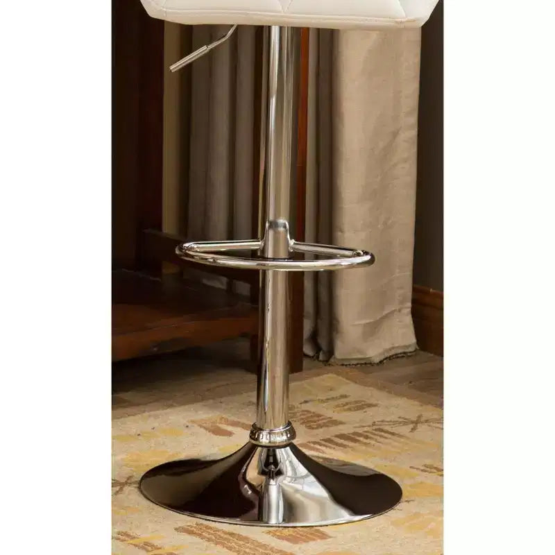 Roundhill Furniture Glasgow Contemporary Tufted Adjustable Height Hidraulic Bar Stools, White, Set of 2