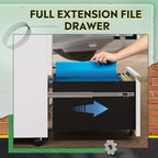 2-Drawer Mobile File Cabinet with Lock,, Space-Saving Document Organizer Fits Letter/A4/Legal Files