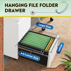 2-Drawer Mobile File Cabinet with Lock,, Space-Saving Document Organizer Fits Letter/A4/Legal Files