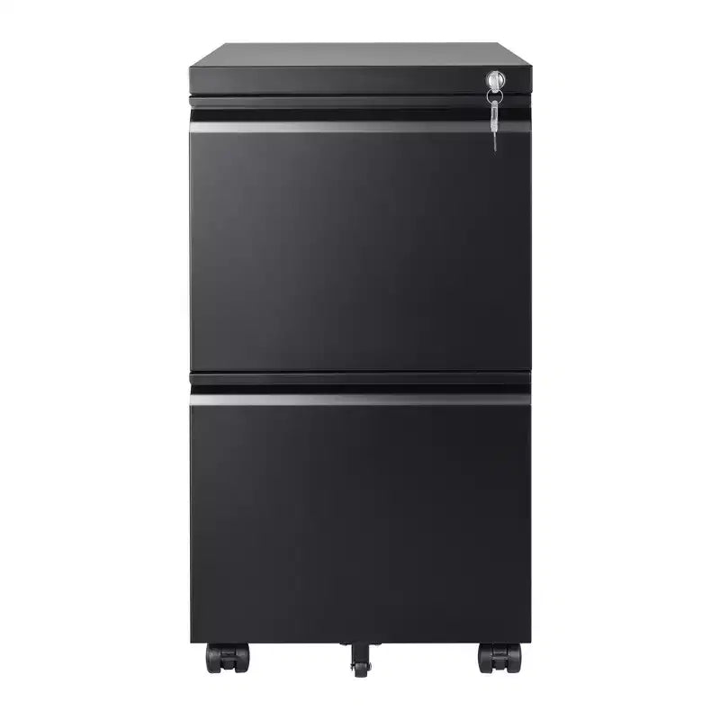 2-Drawer Mobile File Cabinet with Lock,, Space-Saving Document Organizer Fits Letter/A4/Legal Files