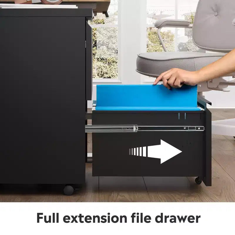 2-Drawer Mobile File Cabinet with Lock,, Space-Saving Document Organizer Fits Letter/A4/Legal Files
