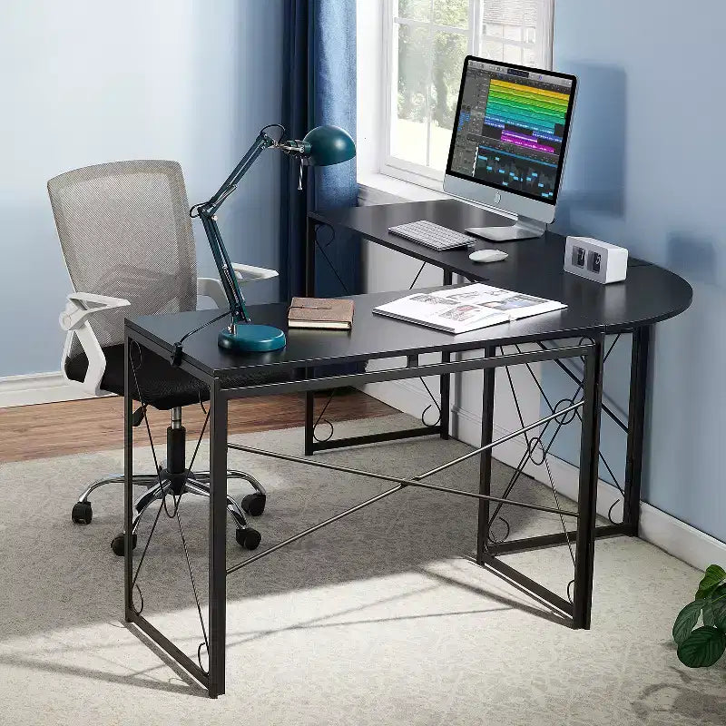VECELO L-shaped Corner Computer Desk Home Office Writing Workstation, 59 inch Gaming Table