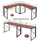 VECELO L-shaped Corner Computer Desk Home Office Writing Workstation, 59 inch Gaming Table
