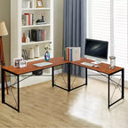 VECELO L-shaped Corner Computer Desk Home Office Writing Workstation, 59 inch Gaming Table