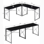VECELO L-shaped Corner Computer Desk Home Office Writing Workstation, 59 inch Gaming Table