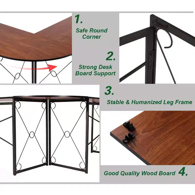 VECELO L-shaped Corner Computer Desk Home Office Writing Workstation, 59 inch Gaming Table