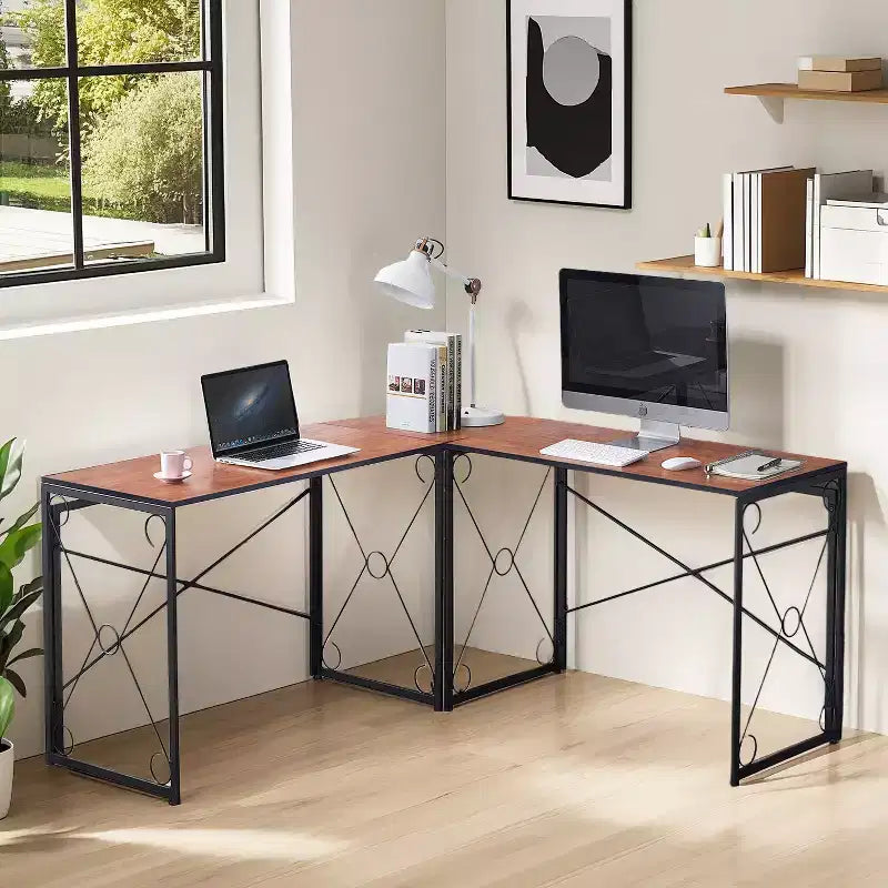 VECELO L-shaped Corner Computer Desk Home Office Writing Workstation, 59 inch Gaming Table