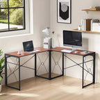 VECELO L-shaped Corner Computer Desk Home Office Writing Workstation, 59 inch Gaming Table
