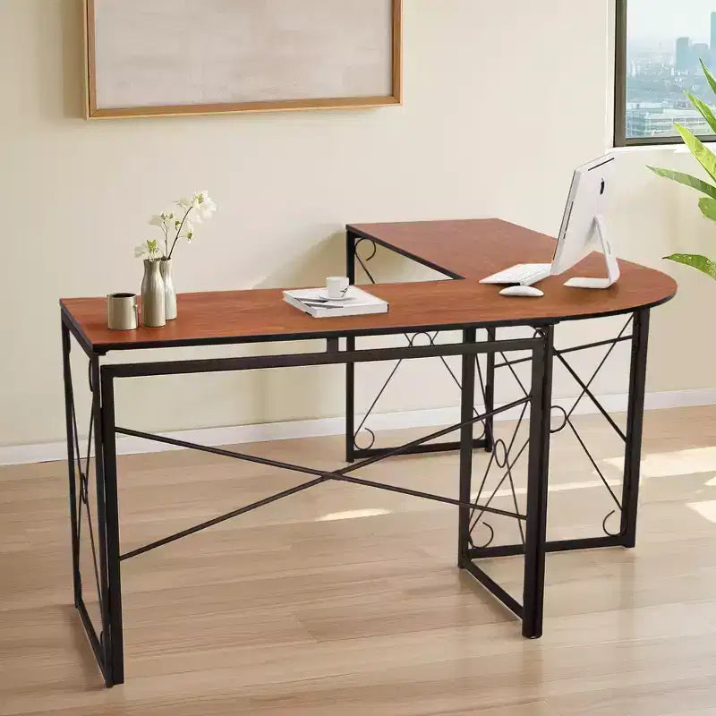 VECELO L-shaped Corner Computer Desk Home Office Writing Workstation, 59 inch Gaming Table