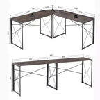 VECELO L-shaped Corner Computer Desk Home Office Writing Workstation, 59 inch Gaming Table